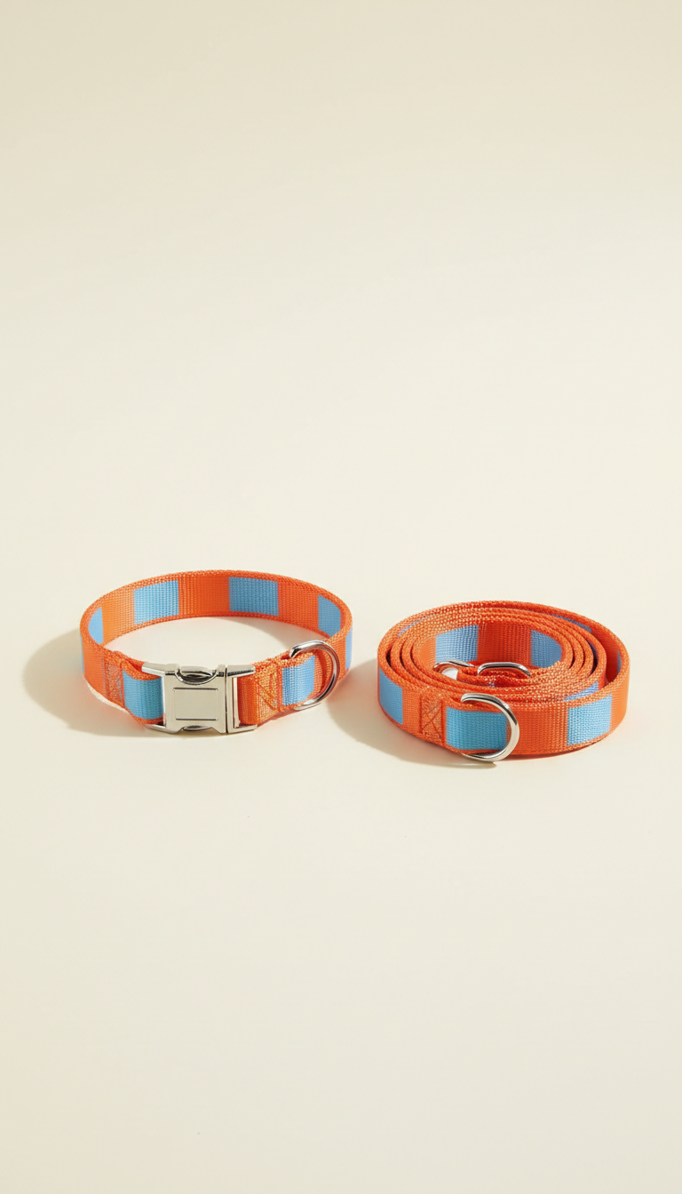 Tangerine & Sky Blue Nylon Collar Set