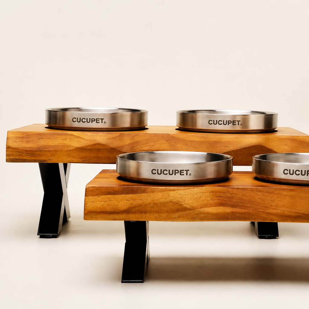 Double-Wall Stainless Steel Pet Food Bowl And Stand