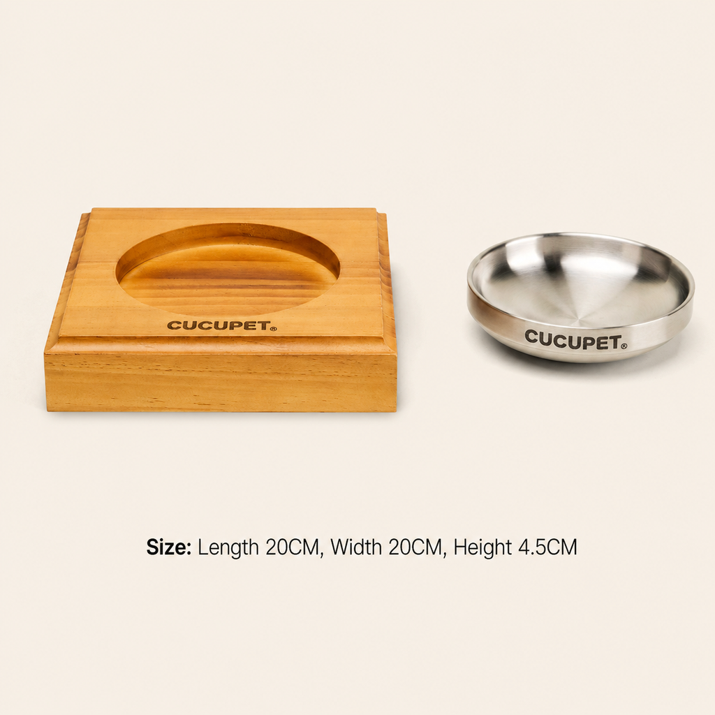 Double-Wall Stainless Steel Pet Food Bowl And Stand