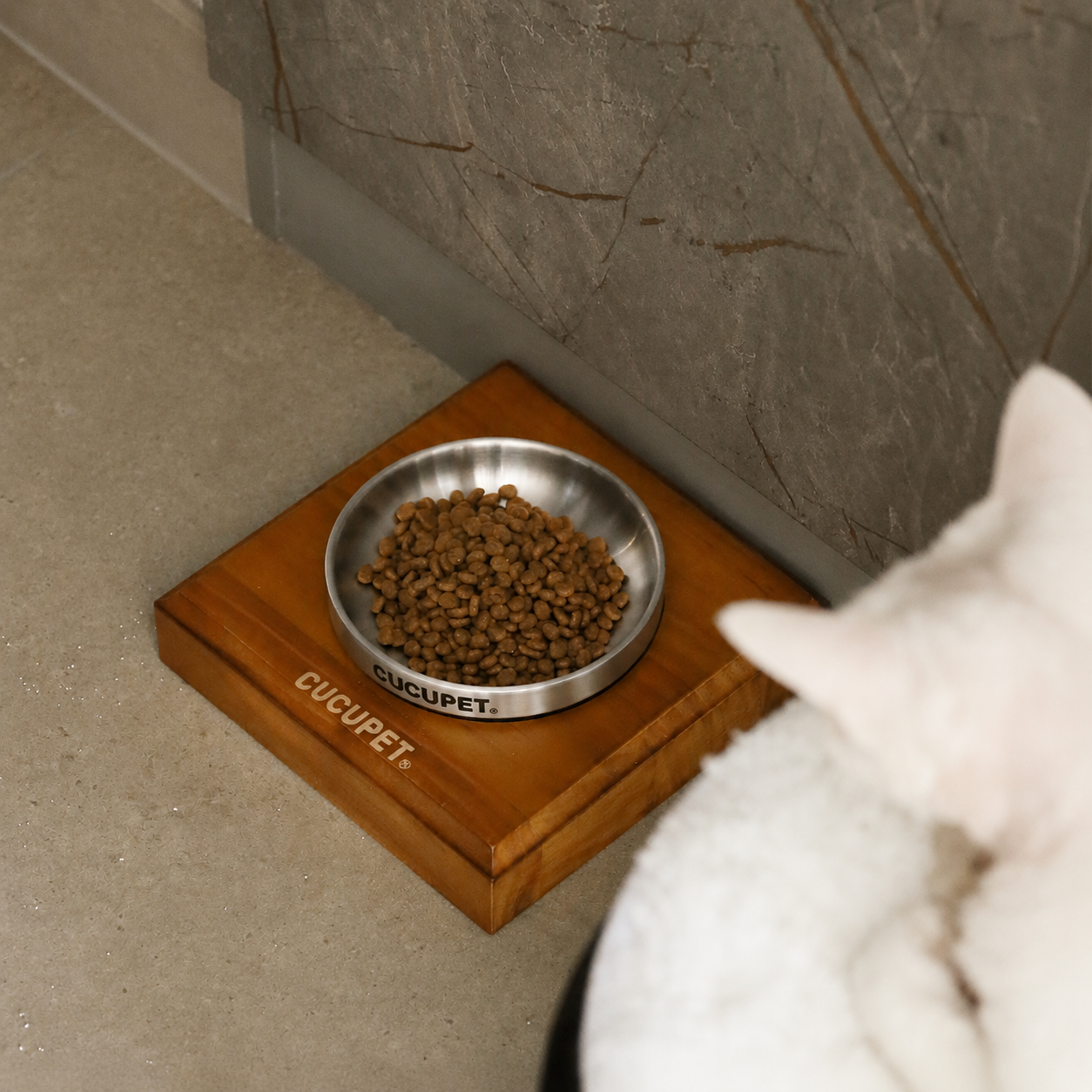 Double-Wall Stainless Steel Pet Food Bowl And Stand