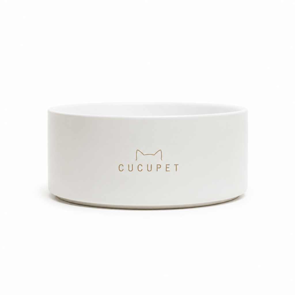 Minimalist Ceramic Cat Bowl - White