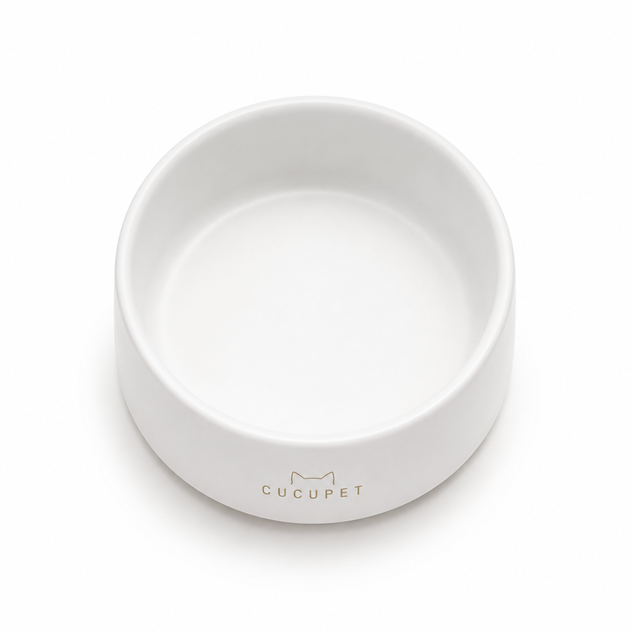 Minimalist Ceramic Cat Bowl - White