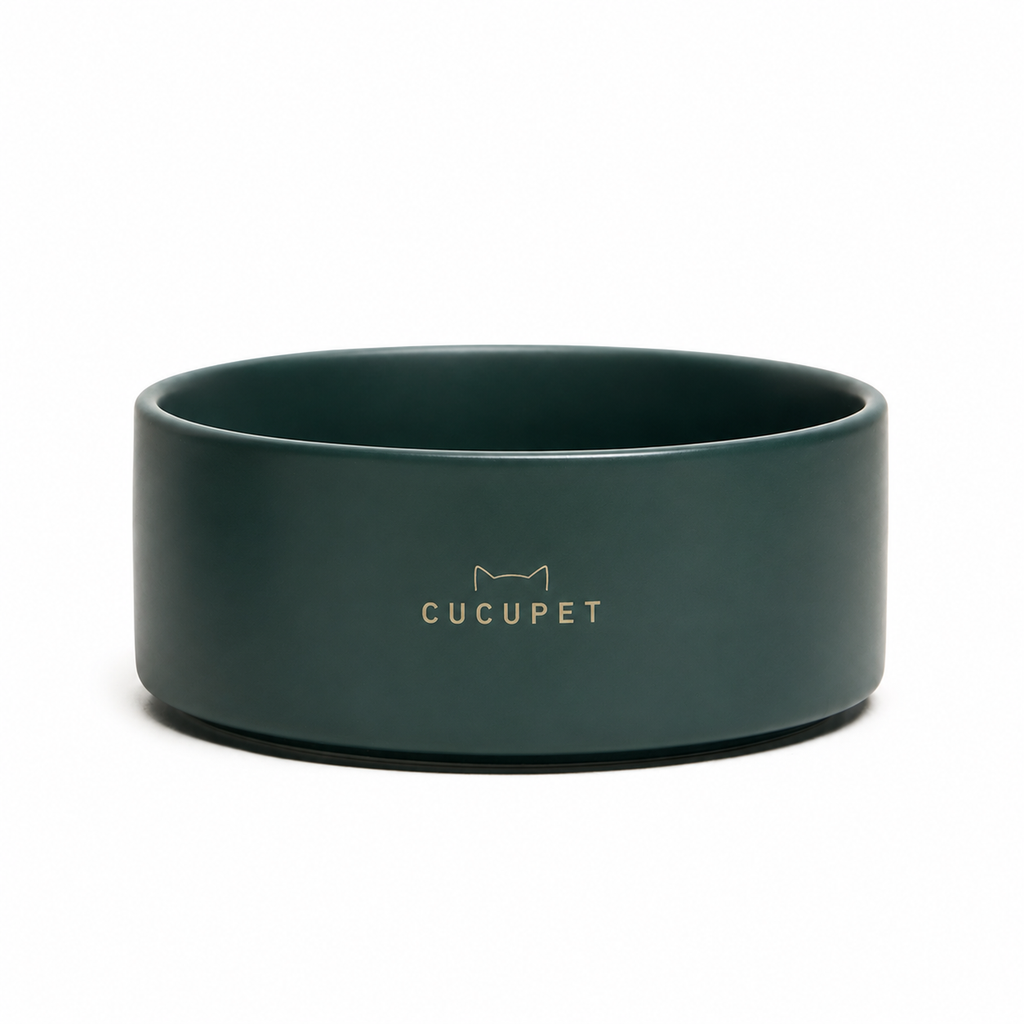 Minimalist Ceramic Cat Bowl - Green